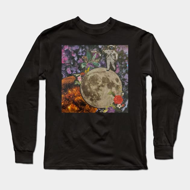 Aesthetic Astronaut Moon Art by Courtney Graben Long Sleeve T-Shirt by courtneylgraben